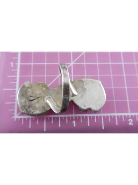 Vintage Zuni Virgil Dishta Sr. Sterling Silver Turquoise Flower Inlay Ring - Picture 2 of 4